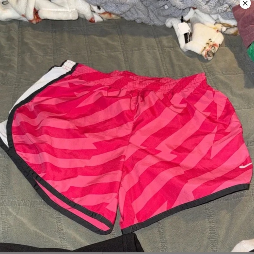 Nike Women's Vibrant Pink and Black Athletic Shorts